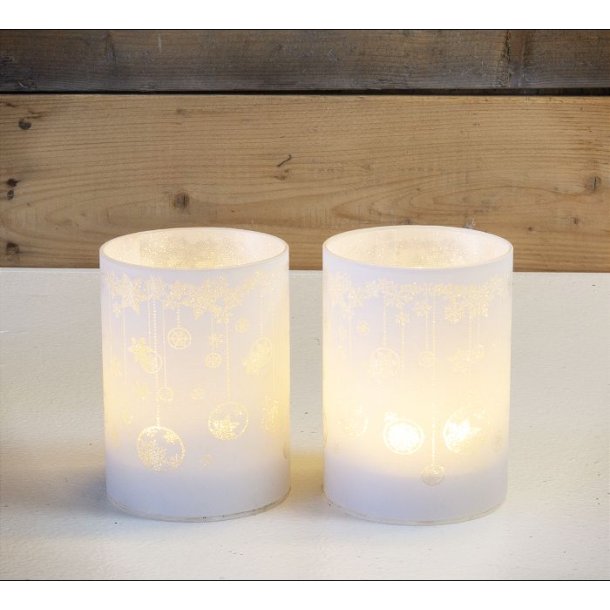 Hurricane med motiv og LED lys m/timer 6H i rd og hvid